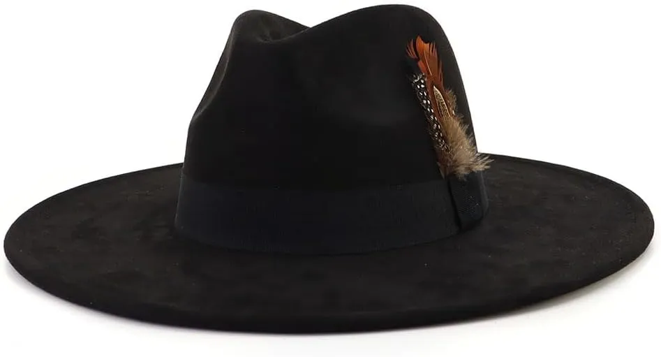 LIDHAY Big Wide Brim Fedora Hats for Women Men Western Suede Hat Panama Hat Outdoor Hats