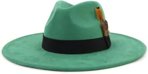 LIDHAY Big Wide Brim Fedora Hats for Women Men Western Suede Hat Panama Hat Outdoor Hats