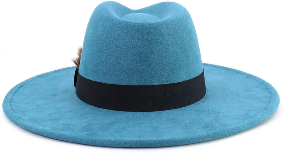 LIDHAY Big Wide Brim Fedora Hats for Women Men Western Suede Hat Panama Hat Outdoor Hats
