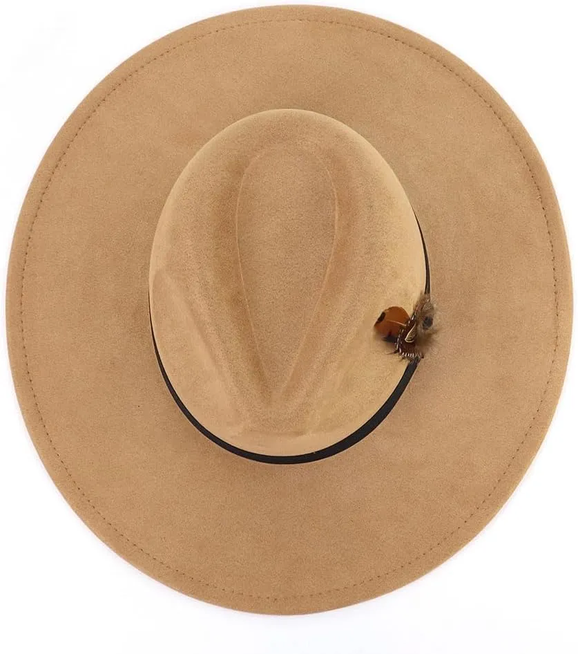 LIDHAY Big Wide Brim Fedora Hats for Women Men Western Suede Hat Panama Hat Outdoor Hats