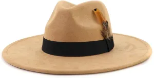 LIDHAY Big Wide Brim Fedora Hats for Women Men Western Suede Hat Panama Hat Outdoor Hats