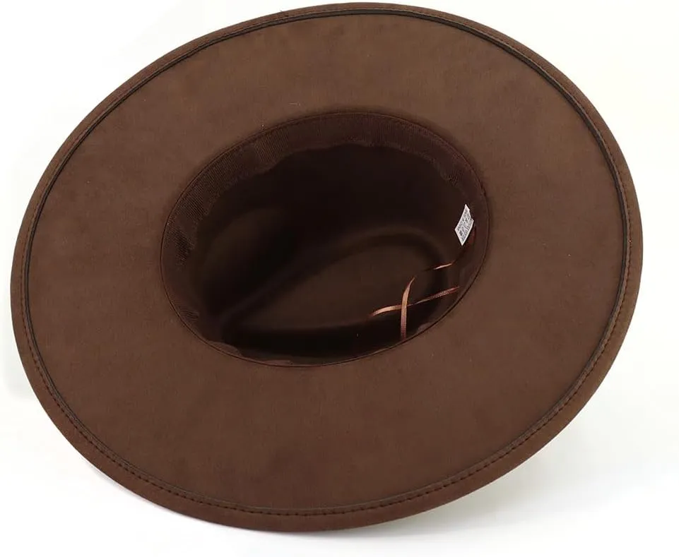 LIDHAY Big Wide Brim Fedora Hats for Women Men Western Suede Hat Panama Hat Outdoor Hats