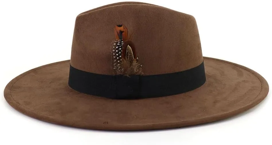 LIDHAY Big Wide Brim Fedora Hats for Women Men Western Suede Hat Panama Hat Outdoor Hats