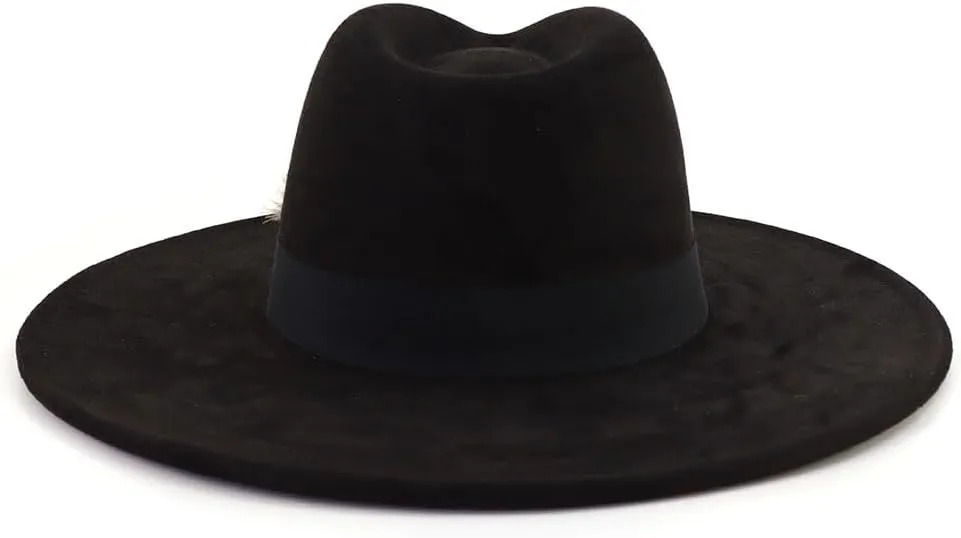 LIDHAY Big Wide Brim Fedora Hats for Women Men Western Suede Hat Panama Hat Outdoor Hats