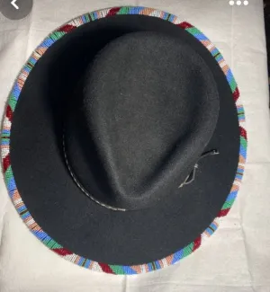 Light black with blue beads fedora hat|cowboy hat|summer hats|brim hat with free shipping world wide