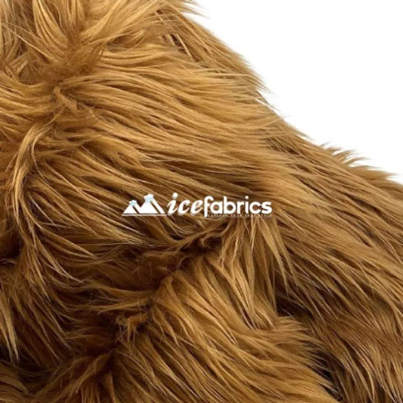 Light Brown Shaggy Mohair Long Pile Faux Fur Fabric By The Yard