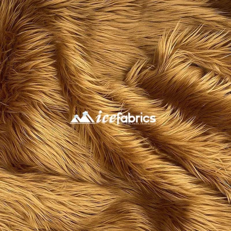Light Brown Shaggy Mohair Long Pile Faux Fur Fabric By The Yard