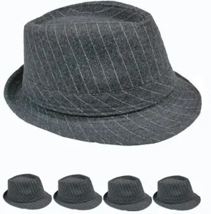 light gray striped soft felt fedora hat Case of 72