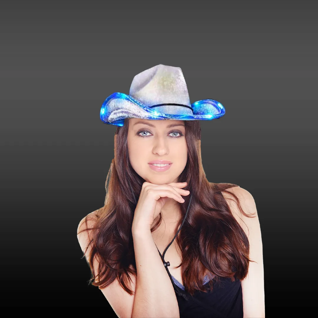 Light Up Purple Iridescent Space Cowboy Hat