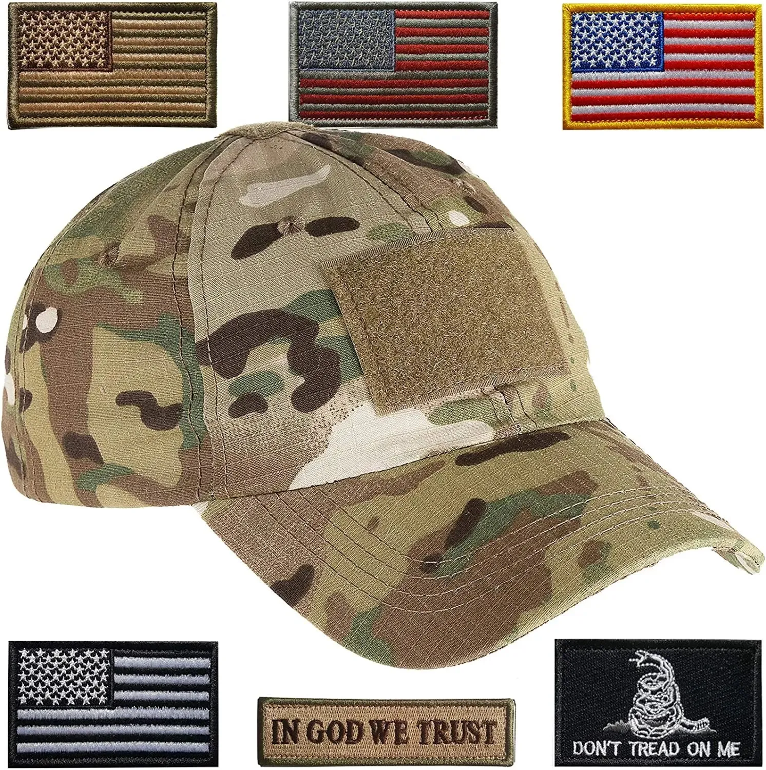 Lightbird Multicam  Hat with 6 PCS Military Patch