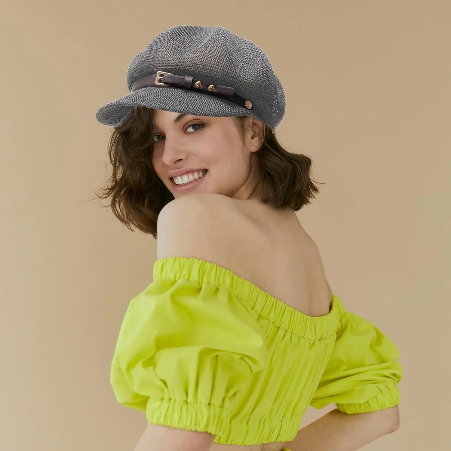 Lightweight Newsboy Cap Beret Breathable Mesh Sun Hat Beach Hats for Women
