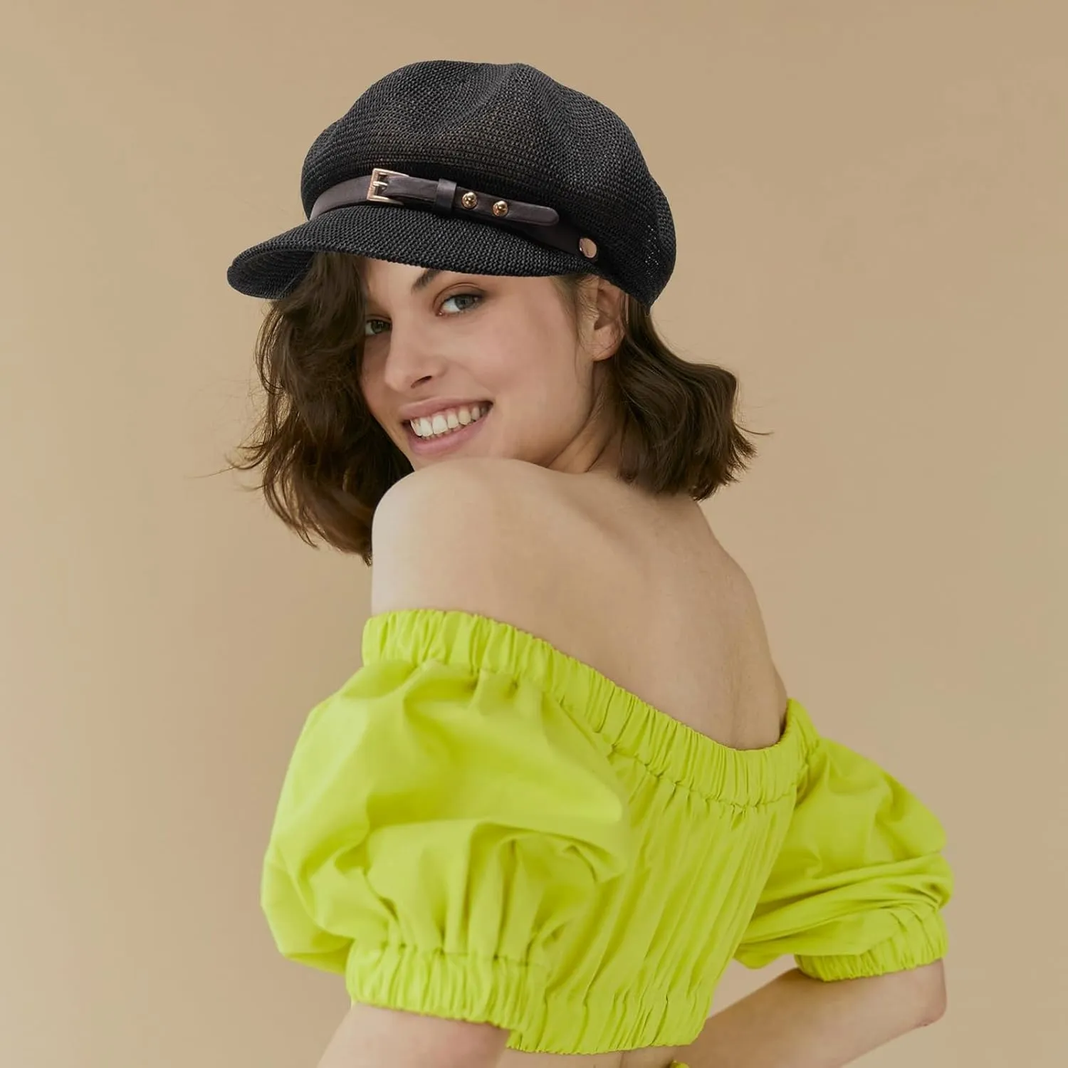 Lightweight Newsboy Cap Beret Breathable Mesh Sun Hat Beach Hats for Women