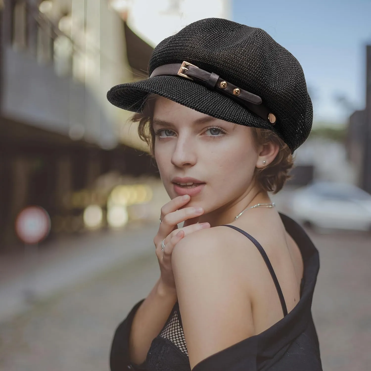 Lightweight Newsboy Cap Beret Breathable Mesh Sun Hat Beach Hats for Women
