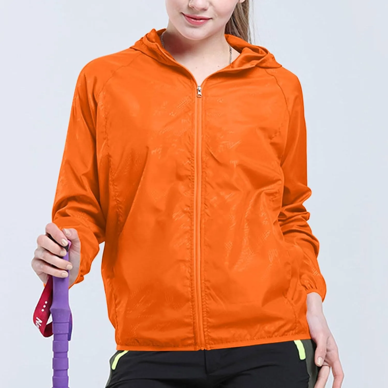 Lightweight Waterproof Jacket for Women Hooded Shirt Sun Protection Long Sleeve Sport Hiking Outdoor Windbreaker