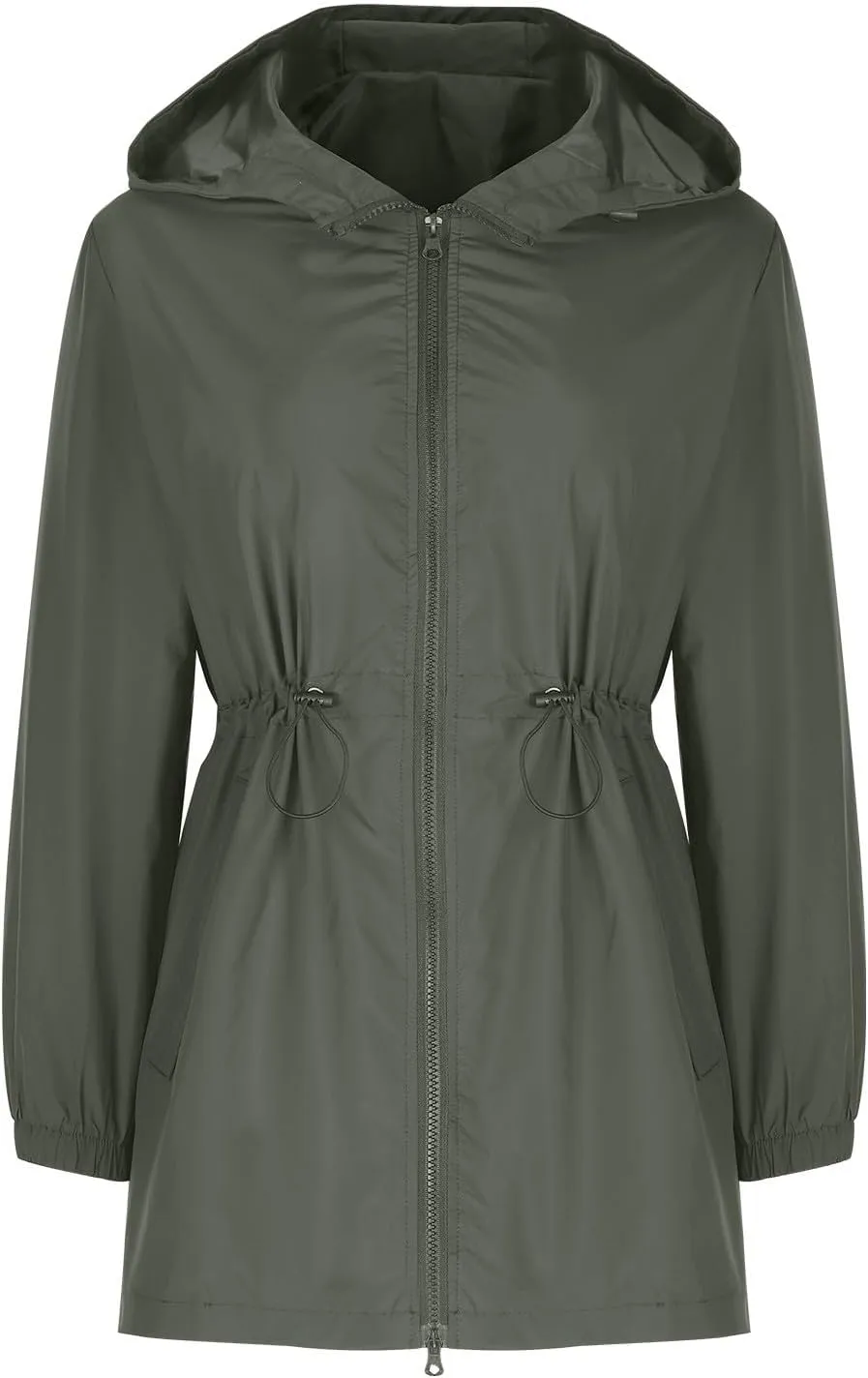 Lmdudan Women Long Raincoat with Hood Outdoor Lightweight Windbreaker Rain Jacket Waterproof Hiking Casual Softshell Jackets