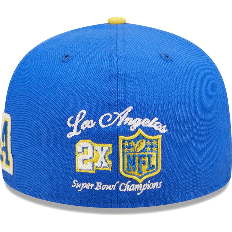 LOS ANGELES RAMS LETTERMAN 59FIFTY FITTED HAT - BLUE/YELLOW