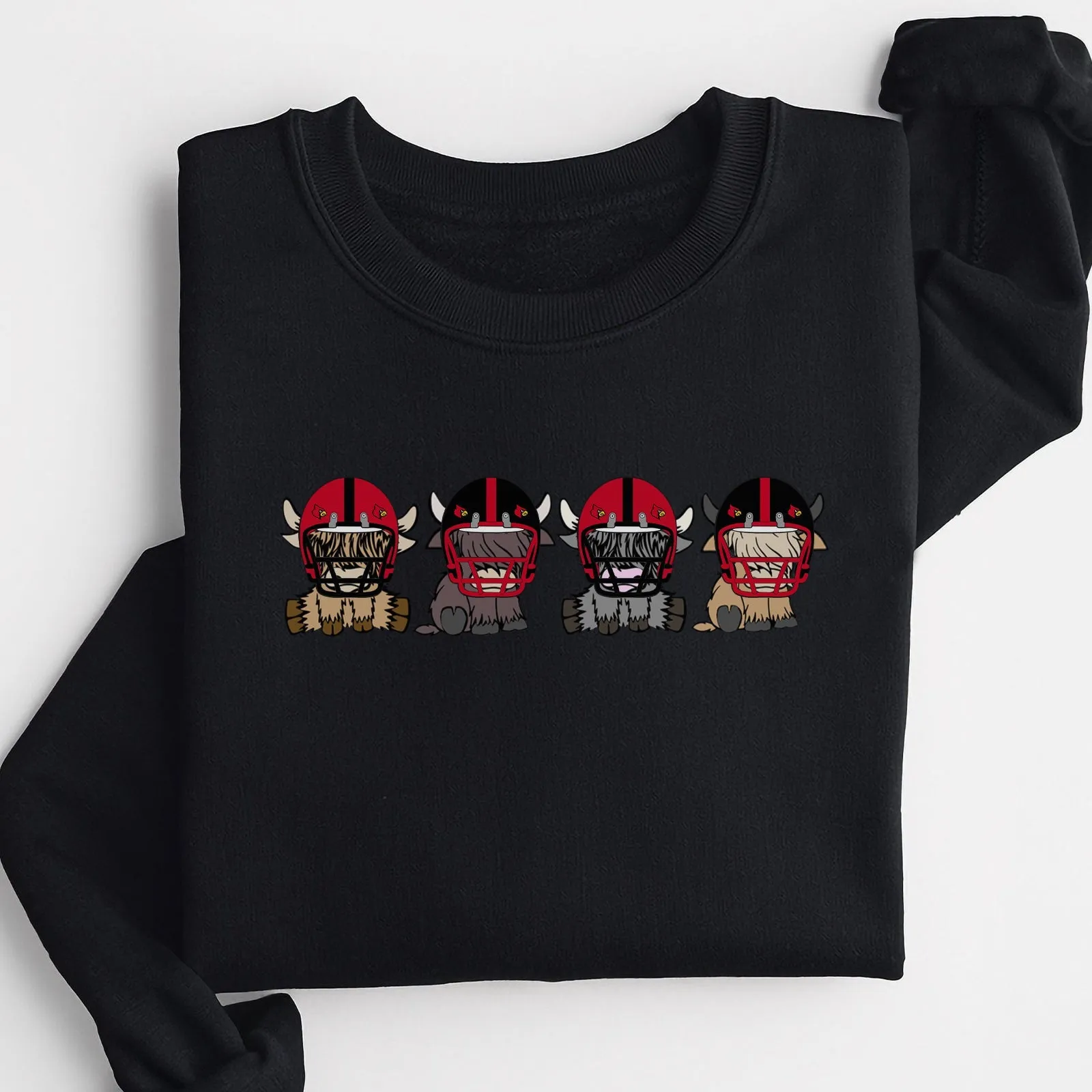 Louisville Cardinals Football Highland Cow Football Team Football Lovers Gift Unisex Crewneck Hoodie Sweatshirt