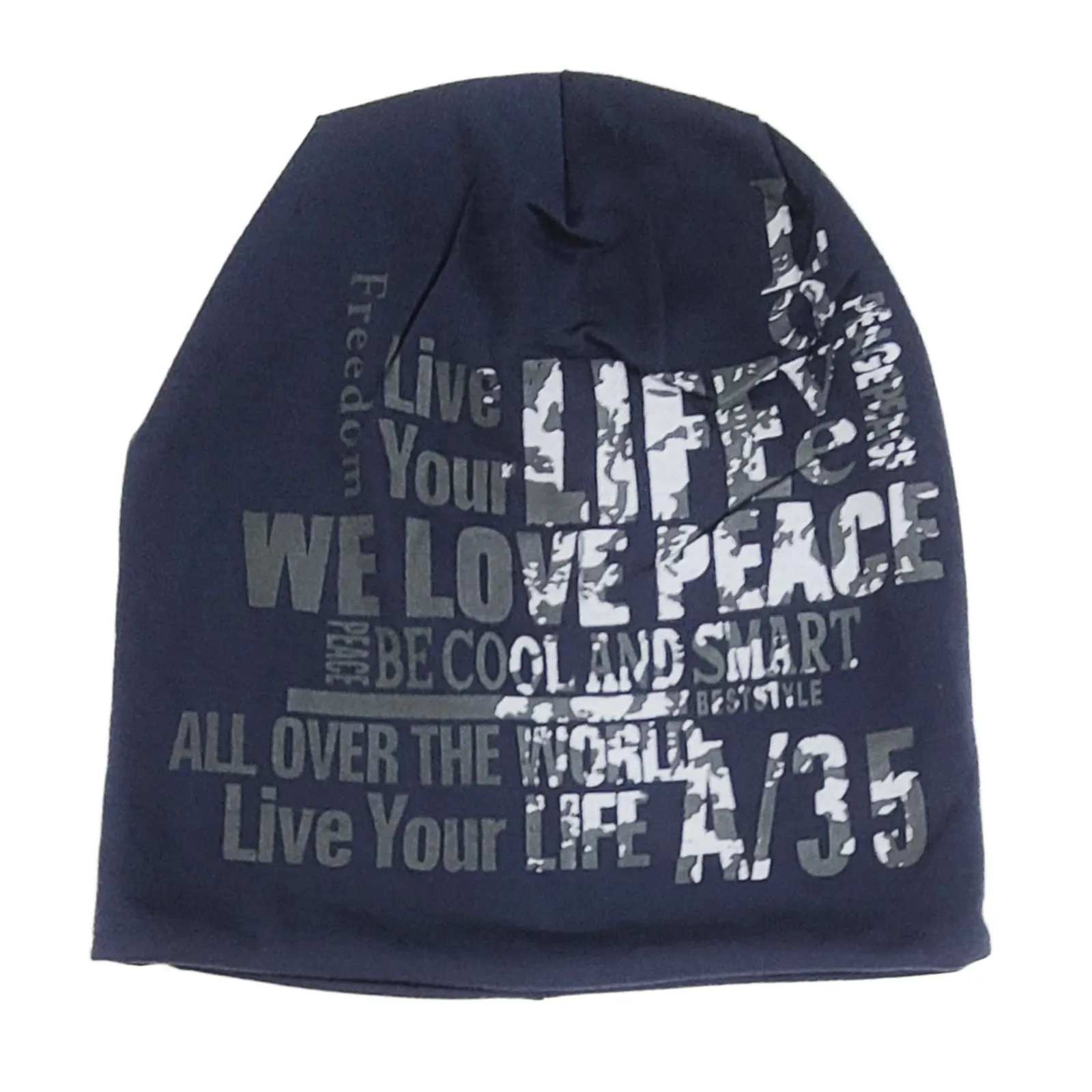 Love Peace Print Women's Fleece Lined Beanie Winter Hat