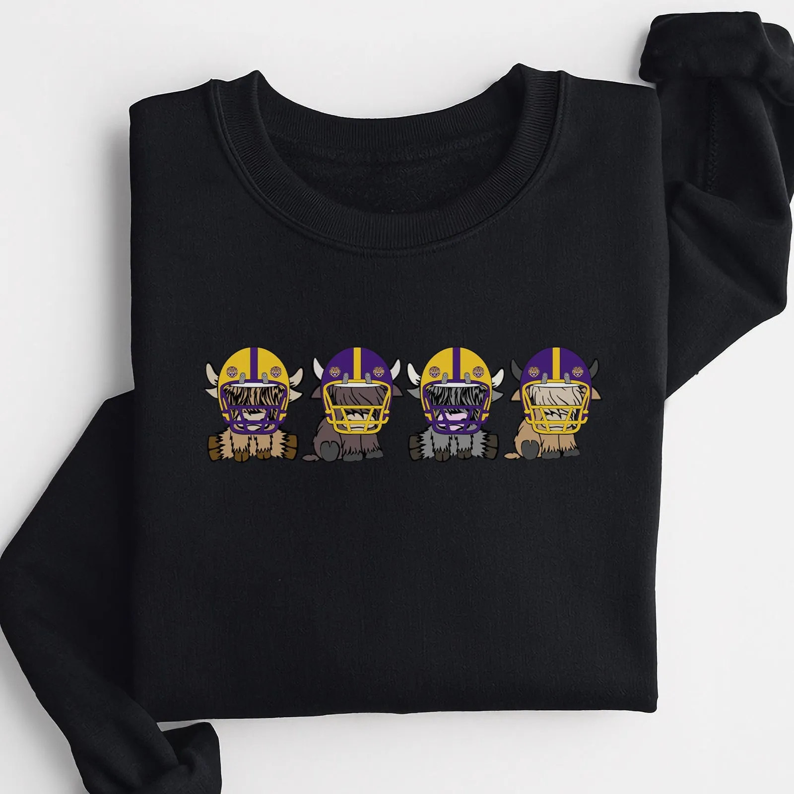 LSU Tigers Football Highland Cow Football Team Football Lovers Gift Unisex Crewneck Hoodie Sweatshirt
