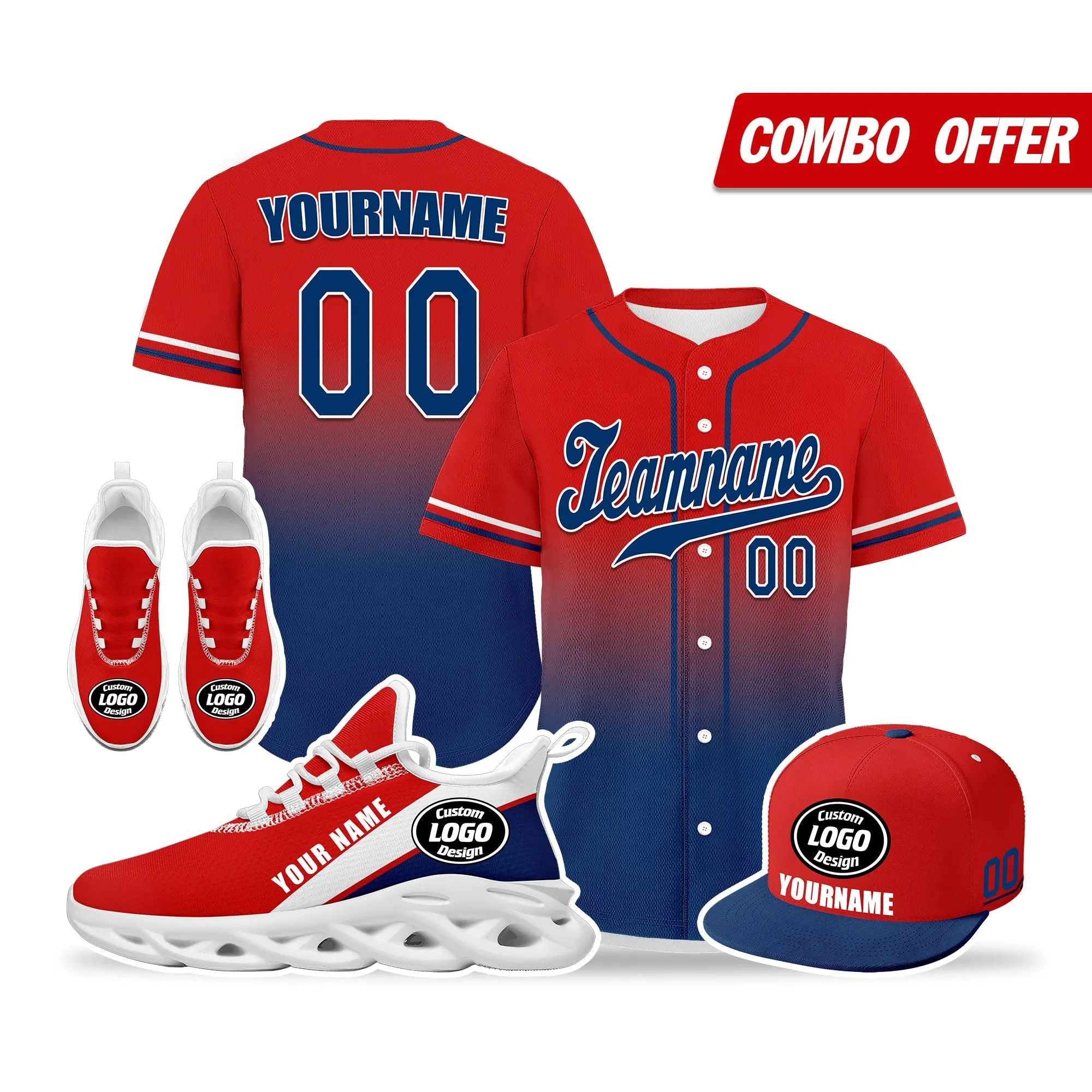 Luxury Gifts,Custom Red Blue Jersey MaxSoul Shoes and Hat Combo Offer Personalized ZH-bd0b007e-e