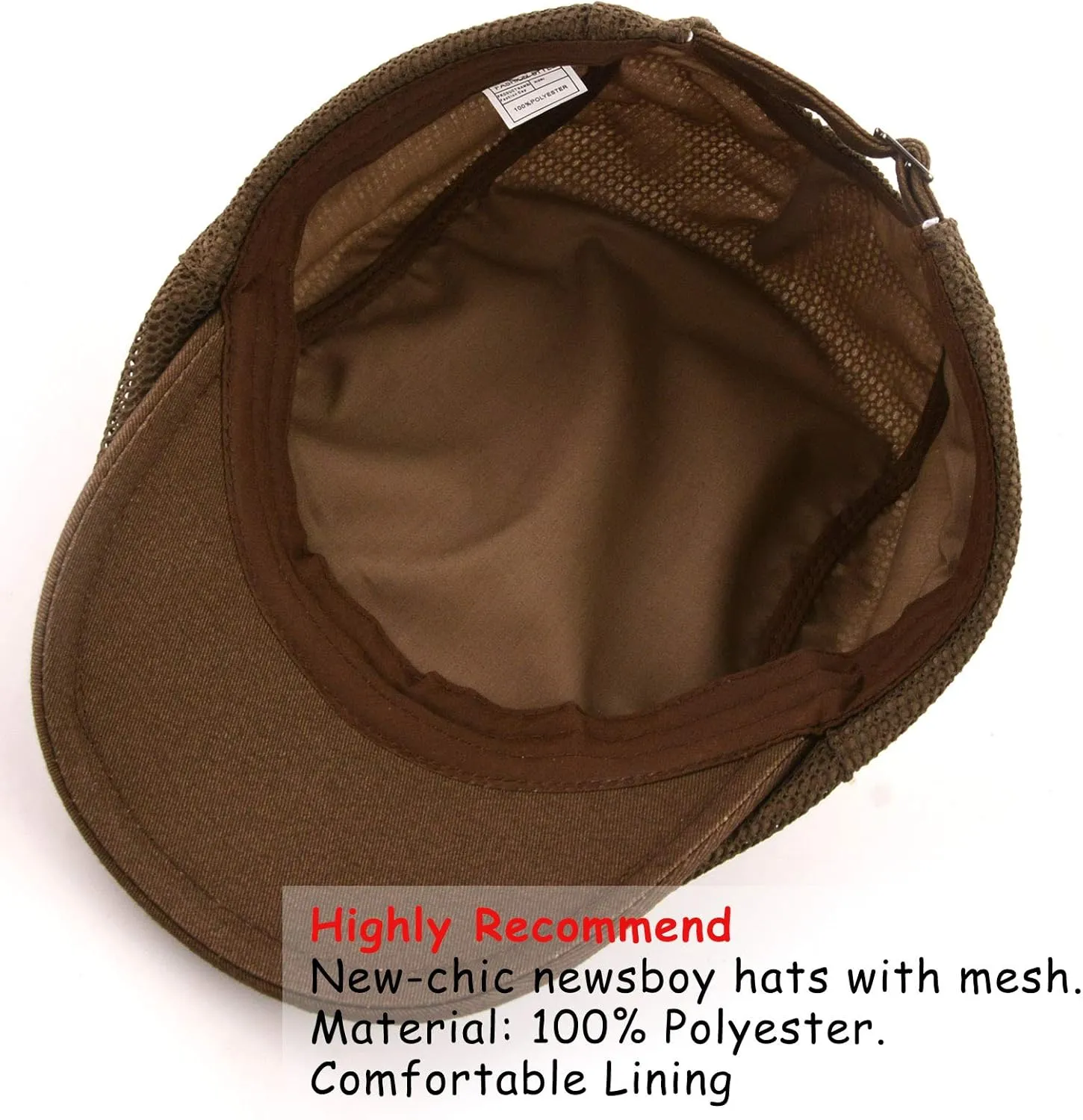 M MOACC Men Beret Hat Breathable Mesh Summer Newsboy Hats Adjustable Flat Cabbie Beret Cap