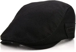 M MOACC Men Beret Hat Breathable Mesh Summer Newsboy Hats Adjustable Flat Cabbie Beret Cap