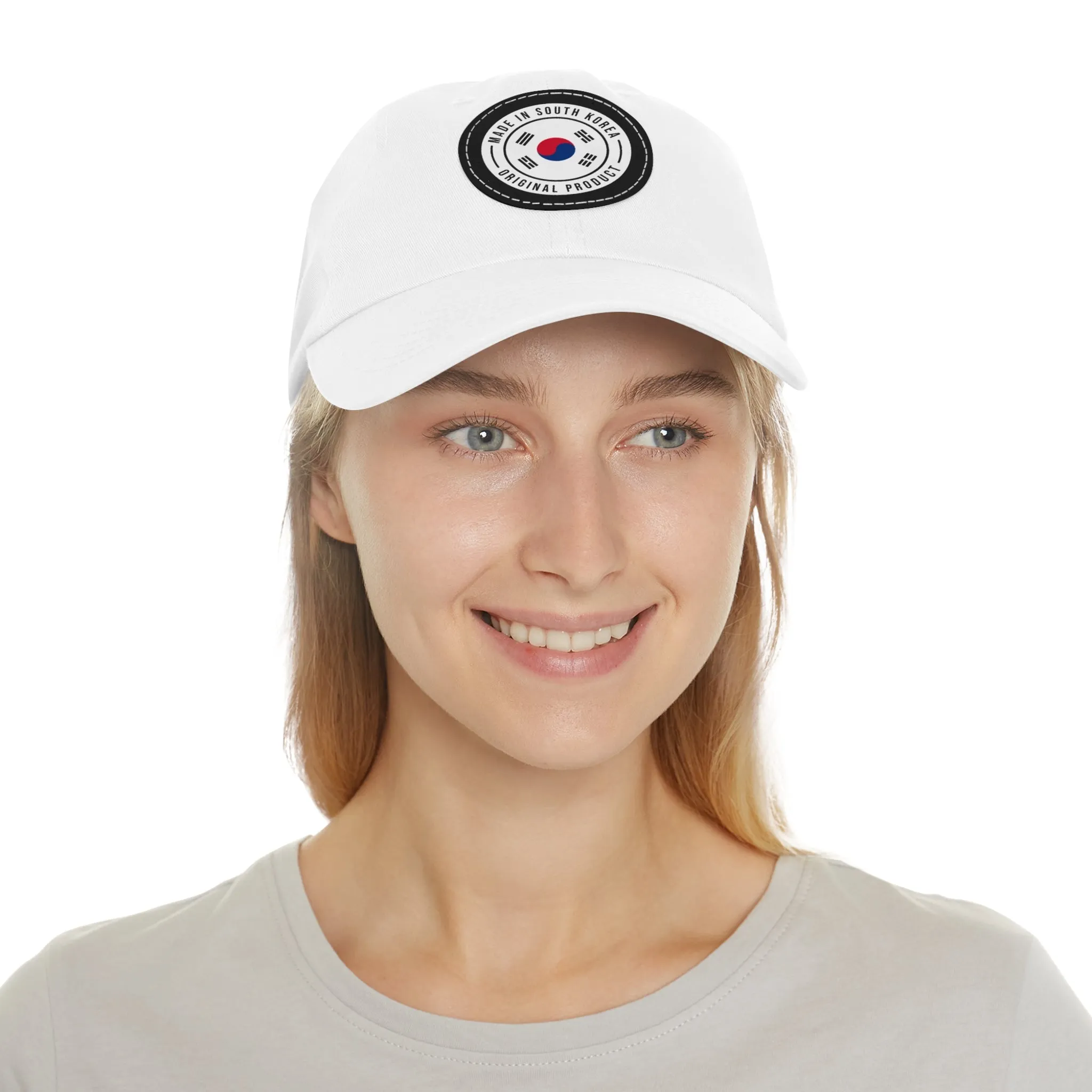 Made in South Korea Hat with Leather Patch (Round)  - EmpressKorea