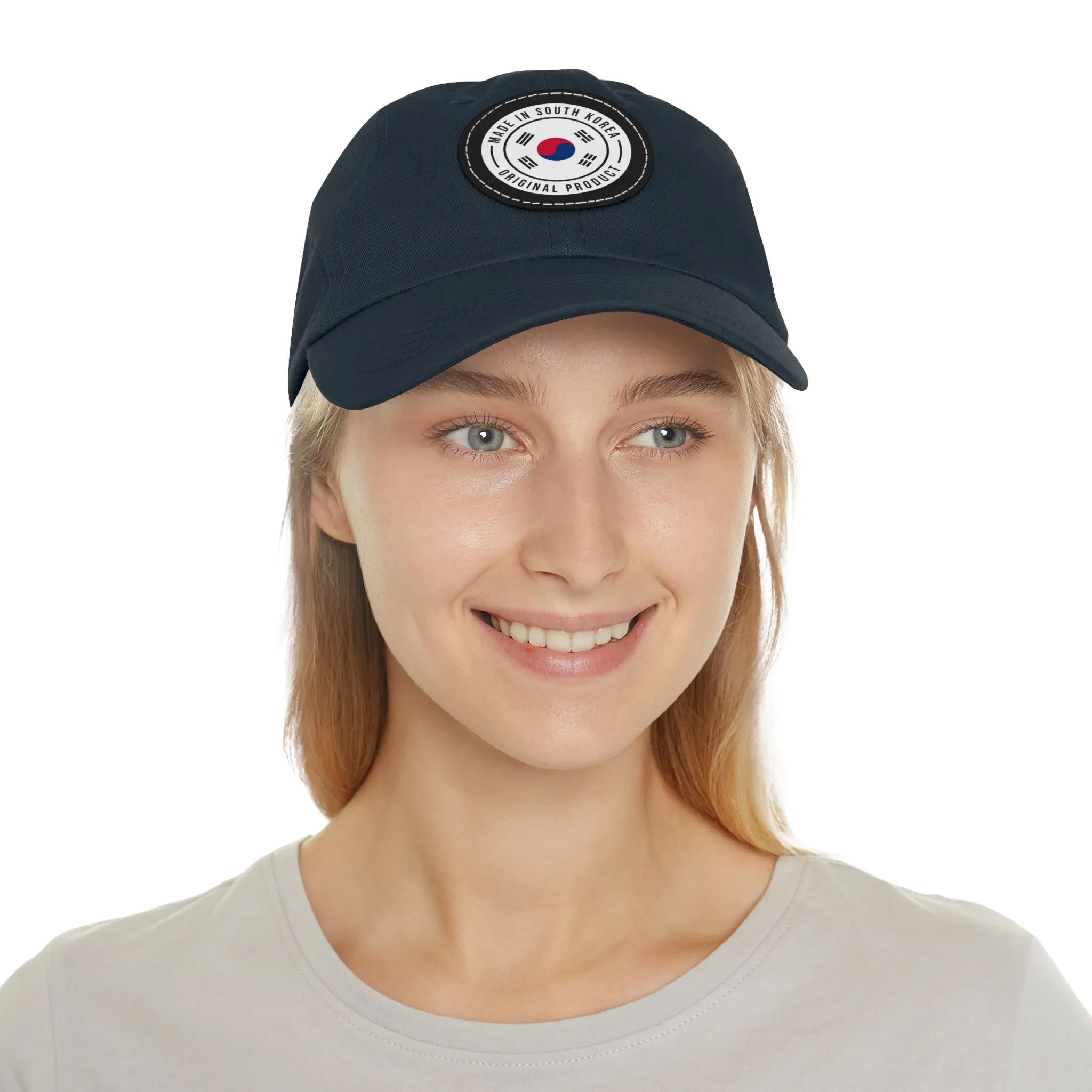 Made in South Korea Hat with Leather Patch (Round)  - EmpressKorea