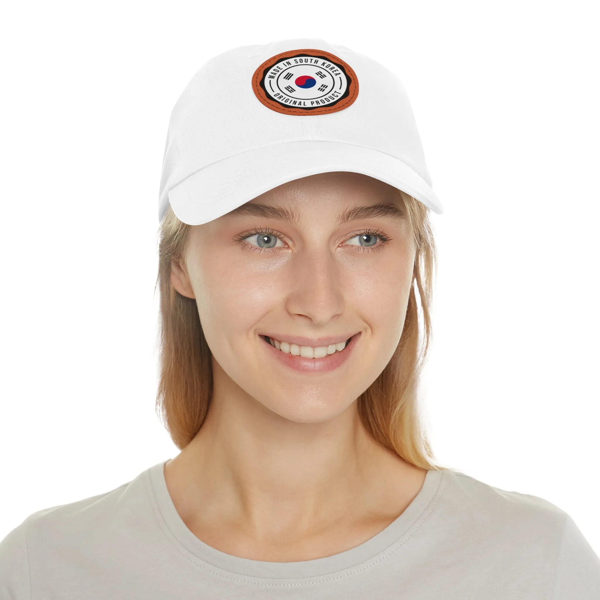 Made in South Korea Hat with Leather Patch (Round)  - EmpressKorea