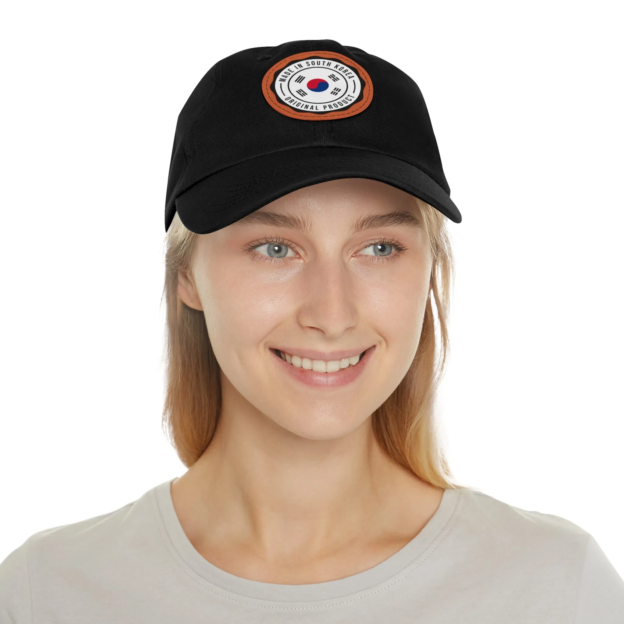 Made in South Korea Hat with Leather Patch (Round)  - EmpressKorea