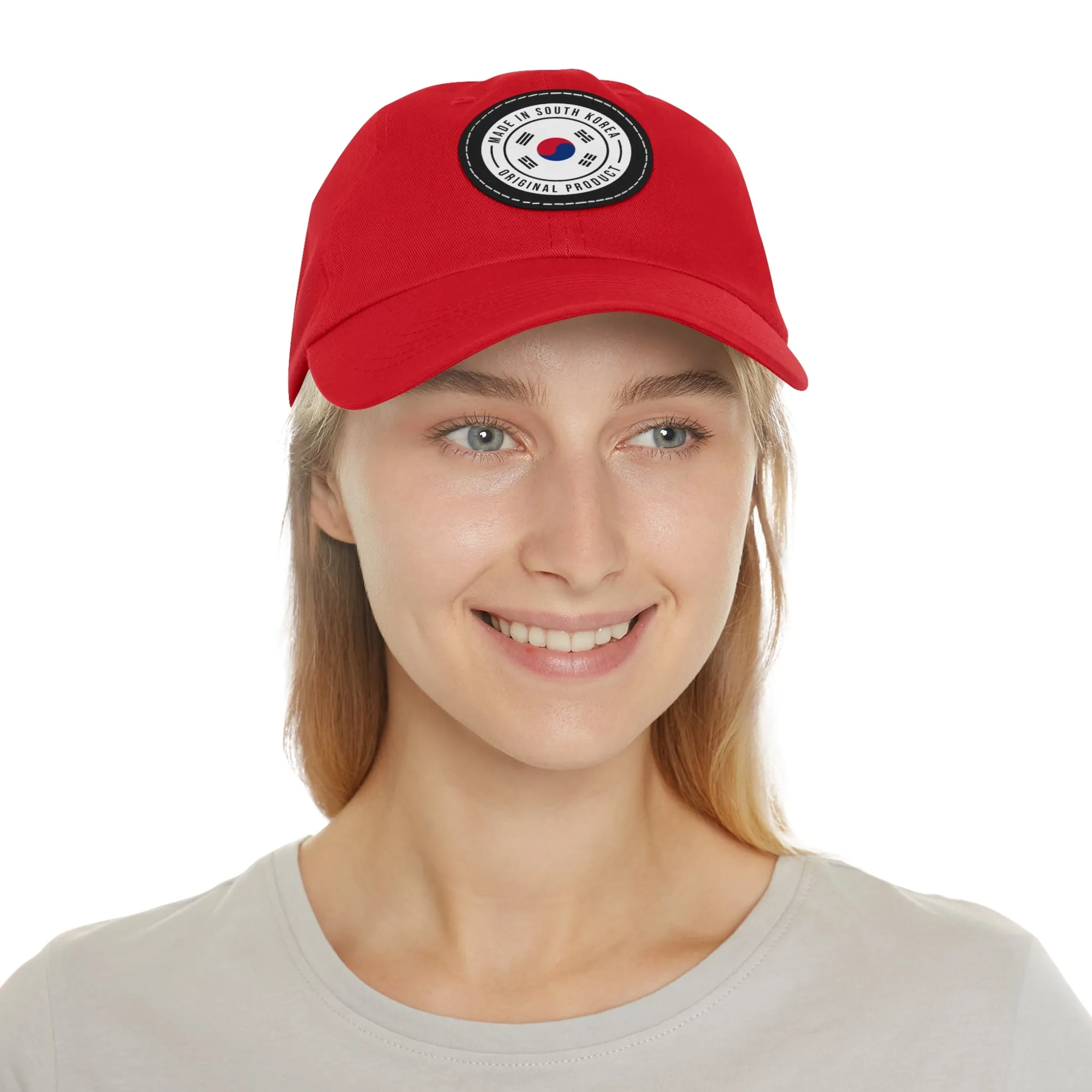Made in South Korea Hat with Leather Patch (Round)  - EmpressKorea