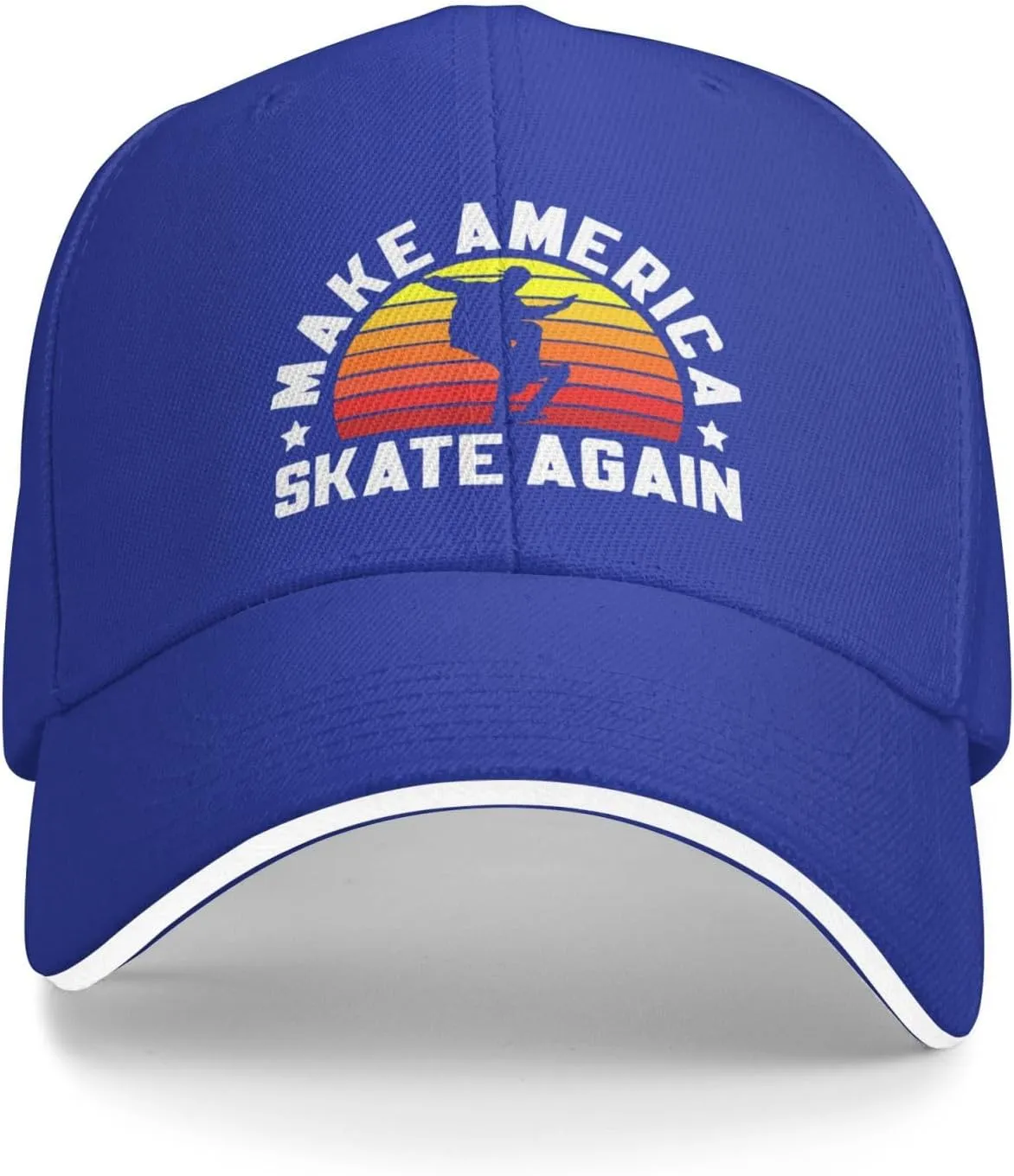 Make America Skate Again Skateboard Hat Mens Wide Brim Baseball Cap Adjustable Low Profile Sports Dad Hats