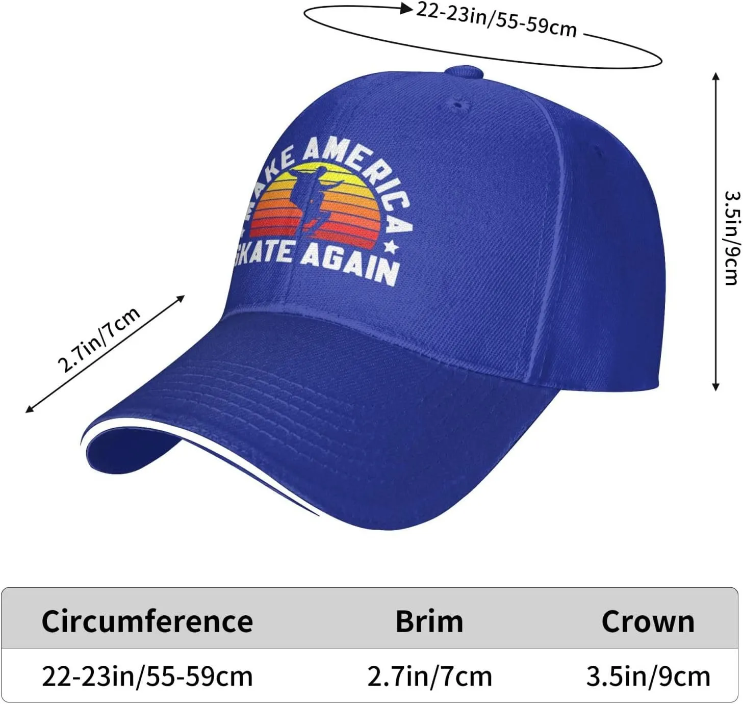 Make America Skate Again Skateboard Hat Mens Wide Brim Baseball Cap Adjustable Low Profile Sports Dad Hats