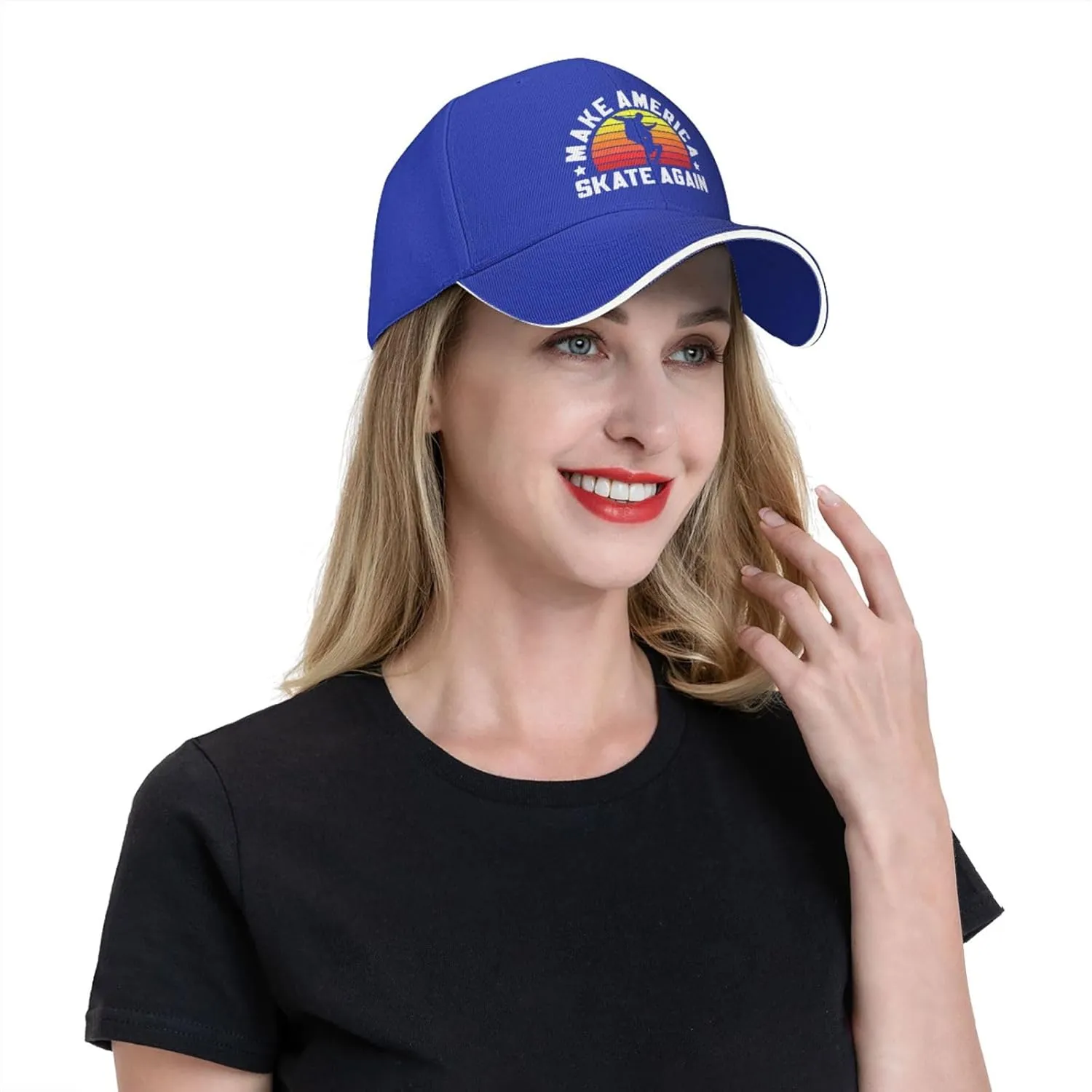 Make America Skate Again Skateboard Hat Mens Wide Brim Baseball Cap Adjustable Low Profile Sports Dad Hats