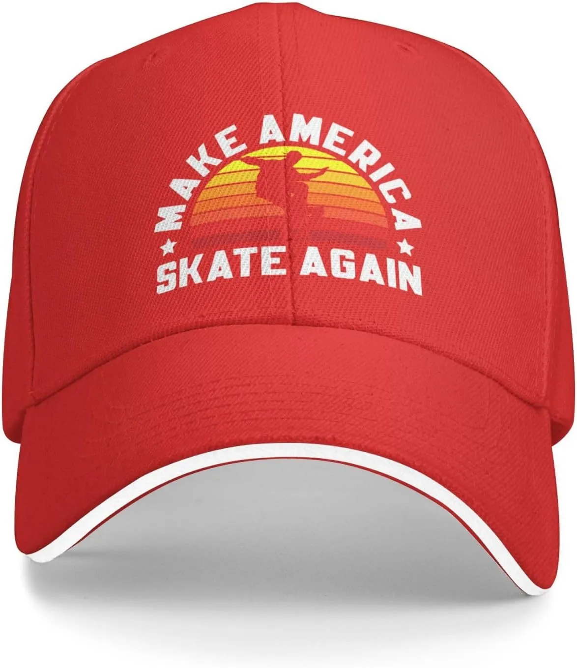 Make America Skate Again Skateboard Hat Mens Wide Brim Baseball Cap Adjustable Low Profile Sports Dad Hats