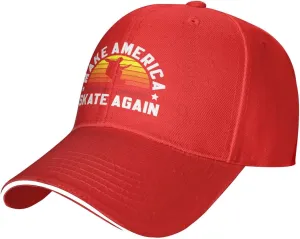 Make America Skate Again Skateboard Hat Mens Wide Brim Baseball Cap Adjustable Low Profile Sports Dad Hats