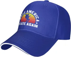 Make America Skate Again Skateboard Hat Mens Wide Brim Baseball Cap Adjustable Low Profile Sports Dad Hats