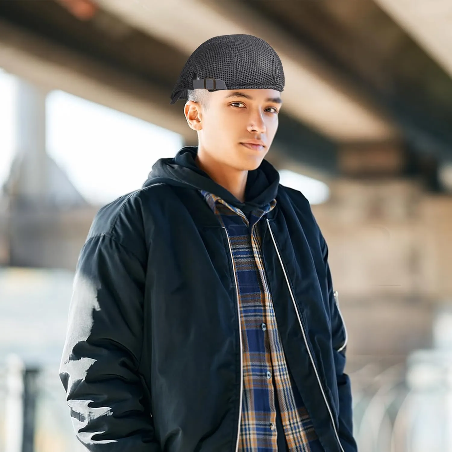 meioro Mens Breathable Mesh Summer Hat Adjustable Flat Cap Newsboy Beret Ivy Cap Irish Cabbie Fishing Hats