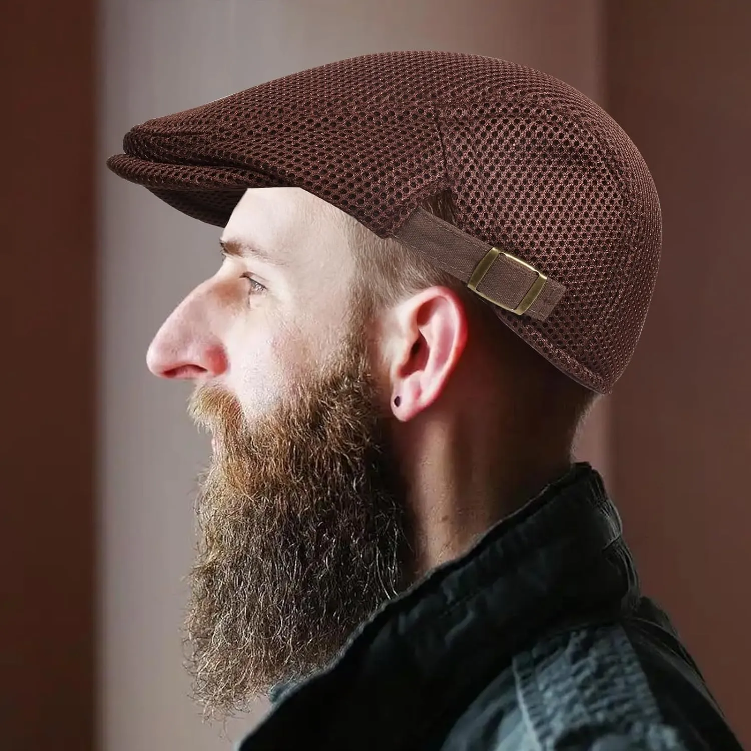 meioro Mens Breathable Mesh Summer Hat Adjustable Flat Cap Newsboy Beret Ivy Cap Irish Cabbie Fishing Hats