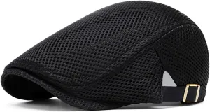 meioro Mens Breathable Mesh Summer Hat Adjustable Flat Cap Newsboy Beret Ivy Cap Irish Cabbie Fishing Hats