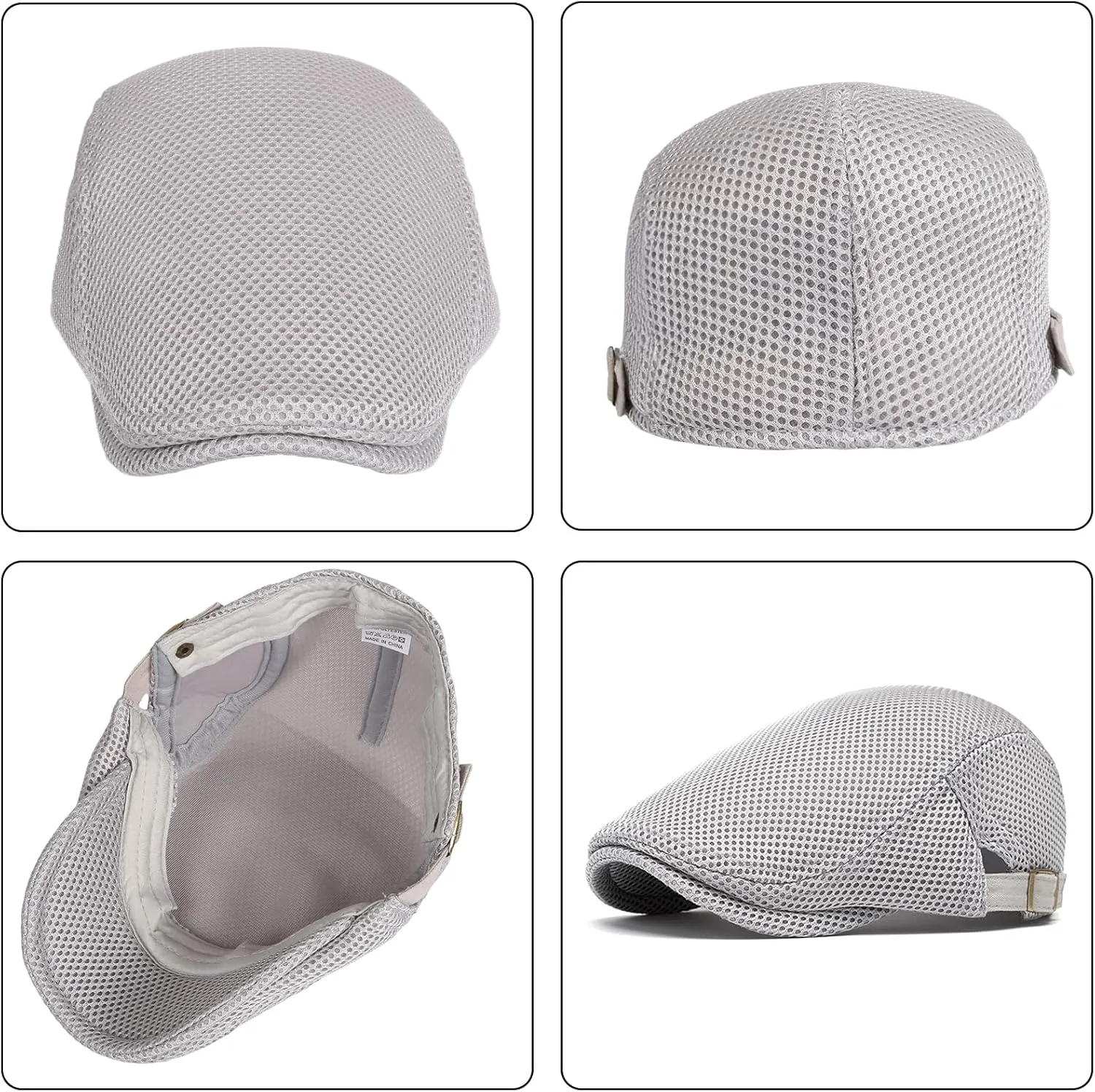 meioro Mens Breathable Mesh Summer Hat Adjustable Flat Cap Newsboy Beret Ivy Cap Irish Cabbie Fishing Hats