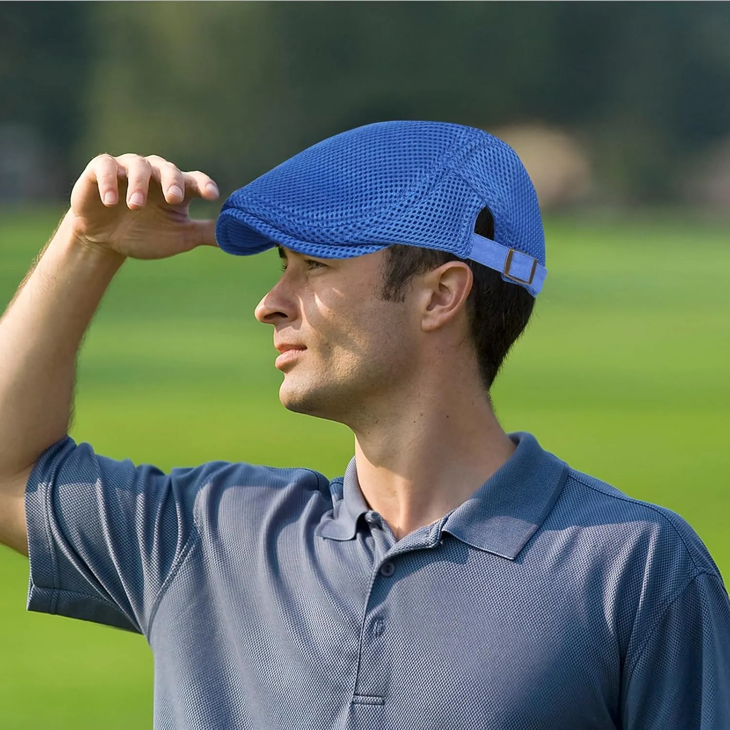 meioro Mens Breathable Mesh Summer Hat Adjustable Flat Cap Newsboy Beret Ivy Cap Irish Cabbie Fishing Hats