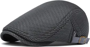 meioro Mens Breathable Mesh Summer Hat Adjustable Flat Cap Newsboy Beret Ivy Cap Irish Cabbie Fishing Hats
