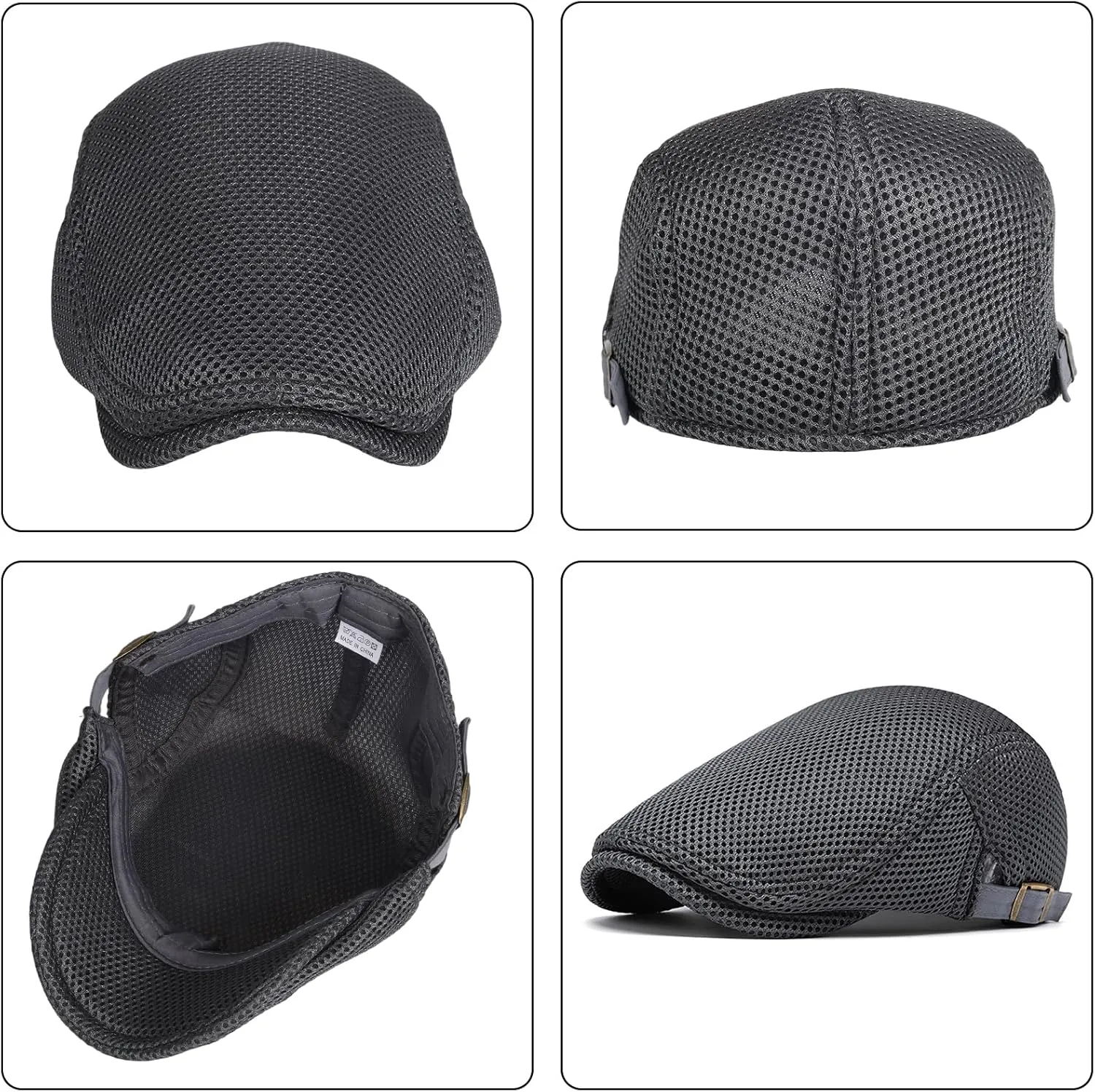 meioro Mens Breathable Mesh Summer Hat Adjustable Flat Cap Newsboy Beret Ivy Cap Irish Cabbie Fishing Hats
