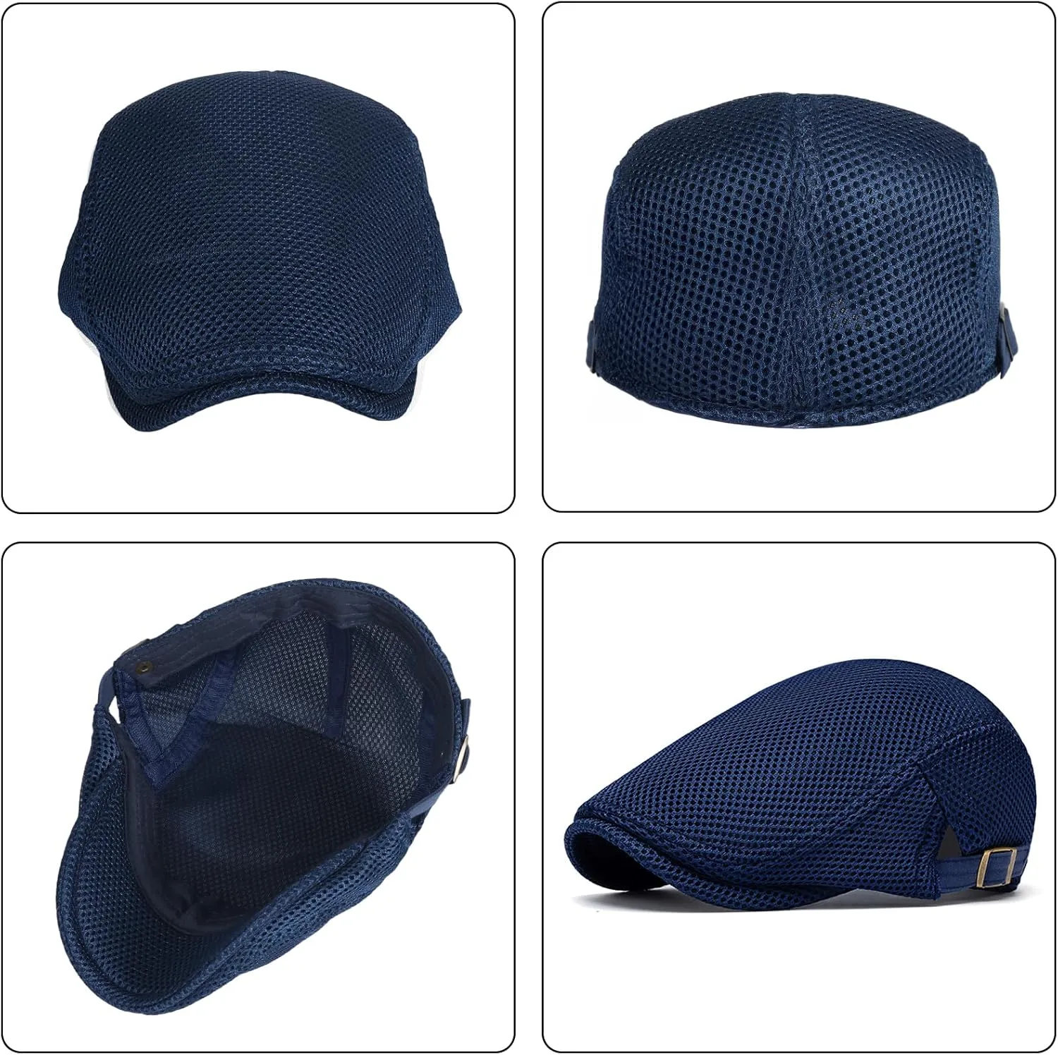 meioro Mens Breathable Mesh Summer Hat Adjustable Flat Cap Newsboy Beret Ivy Cap Irish Cabbie Fishing Hats
