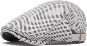 meioro Mens Breathable Mesh Summer Hat Adjustable Flat Cap Newsboy Beret Ivy Cap Irish Cabbie Fishing Hats