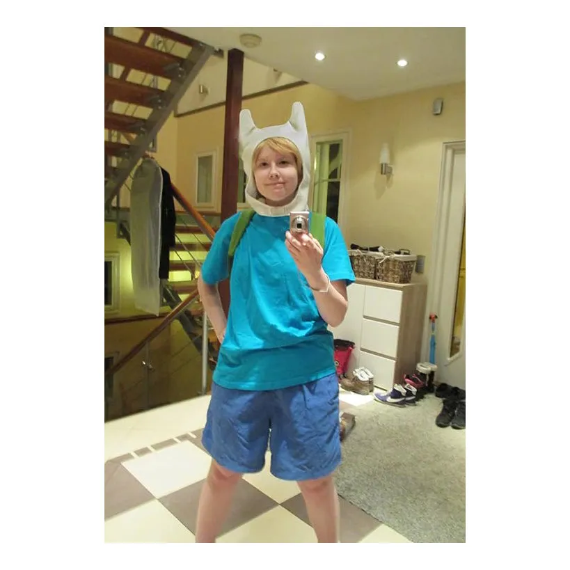 Men Anime Cosplay Finn Hat White Bunny Ears for Easter Day Costume Halloween Accessory
