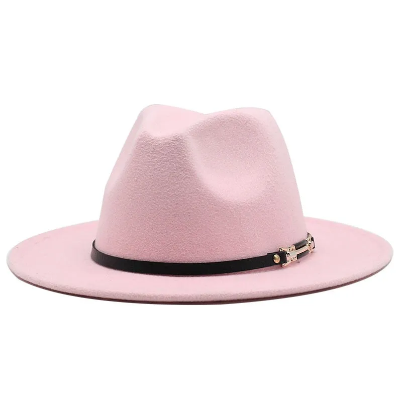 Men stylish fedora hats soft touch jazz top belt Panama shallow