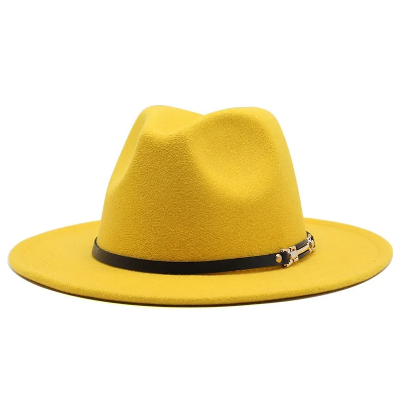 Men stylish fedora hats soft touch jazz top belt Panama shallow