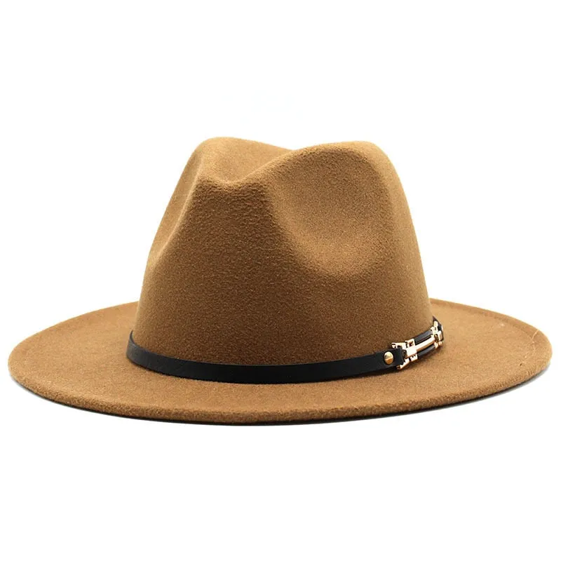 Men stylish fedora hats soft touch jazz top belt Panama shallow